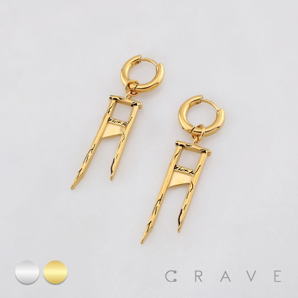 PAIR OF CHIC GUILLOTINE PUNK GOTHIC 316L SURGICAL STEEL EARRING